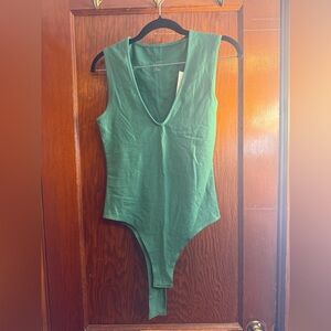 NWT A New Day Green Deep V Bodysuit XS | Sleeveless | Target - A New Day